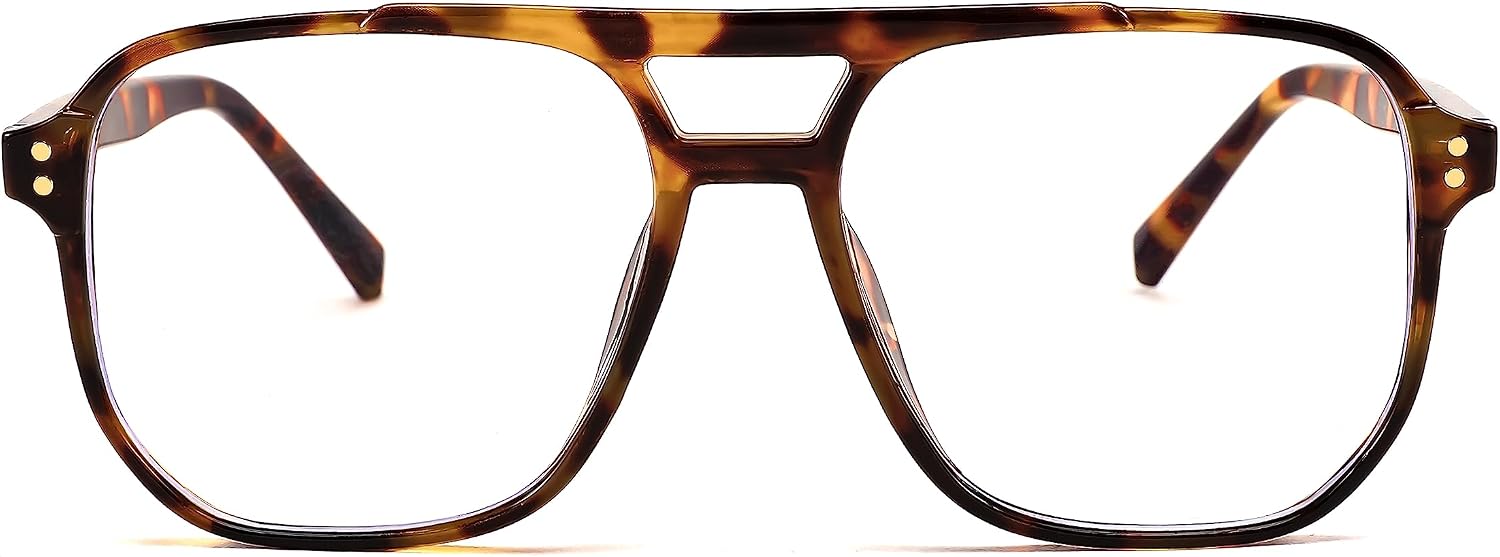 商品图片 25 | B0FWXP3HKW | FEISEDY Fashion Aviator Blue Light Reading Glasses for Woman Men B0318 | Square Pilot Computer Glasses, Anti Eyestrain Glare Readers