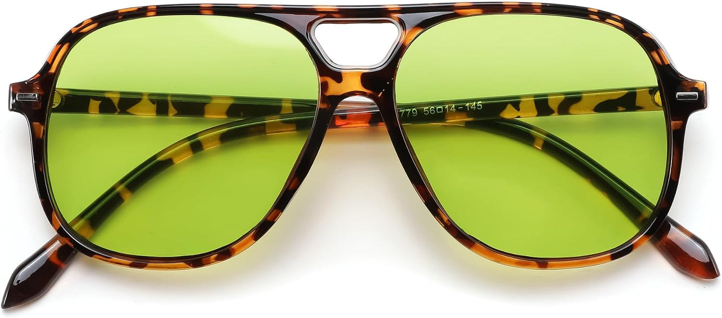 商品图片 20 | B0H1WCGC42 | FEISEDY Retro Square Aviator Sunglasses Women Men Double Bridge B0443