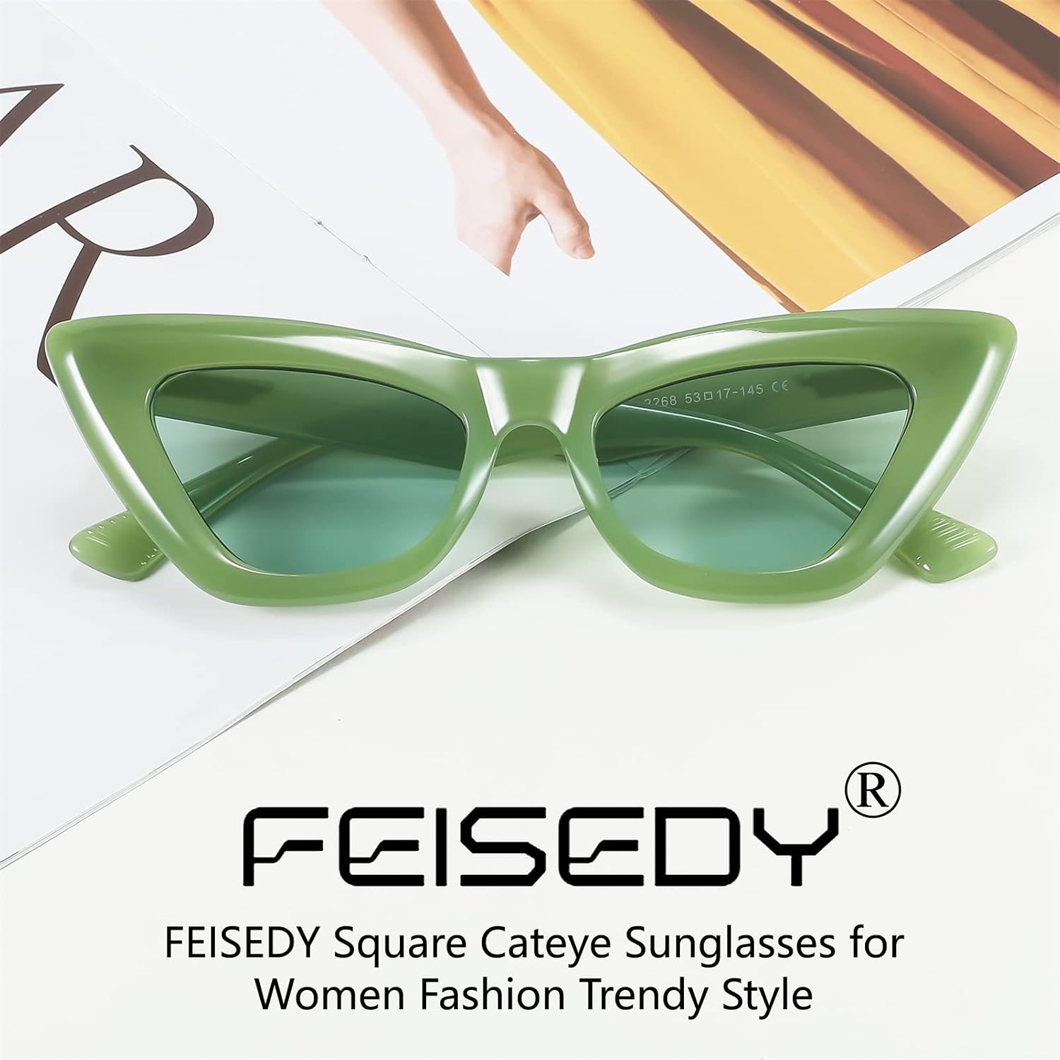 商品图片 18 | B09QKF53K5 | FEISEDY Vintage Small Cat Eye Sunglasses for Women Square Retro Cateye Eyewear B2869