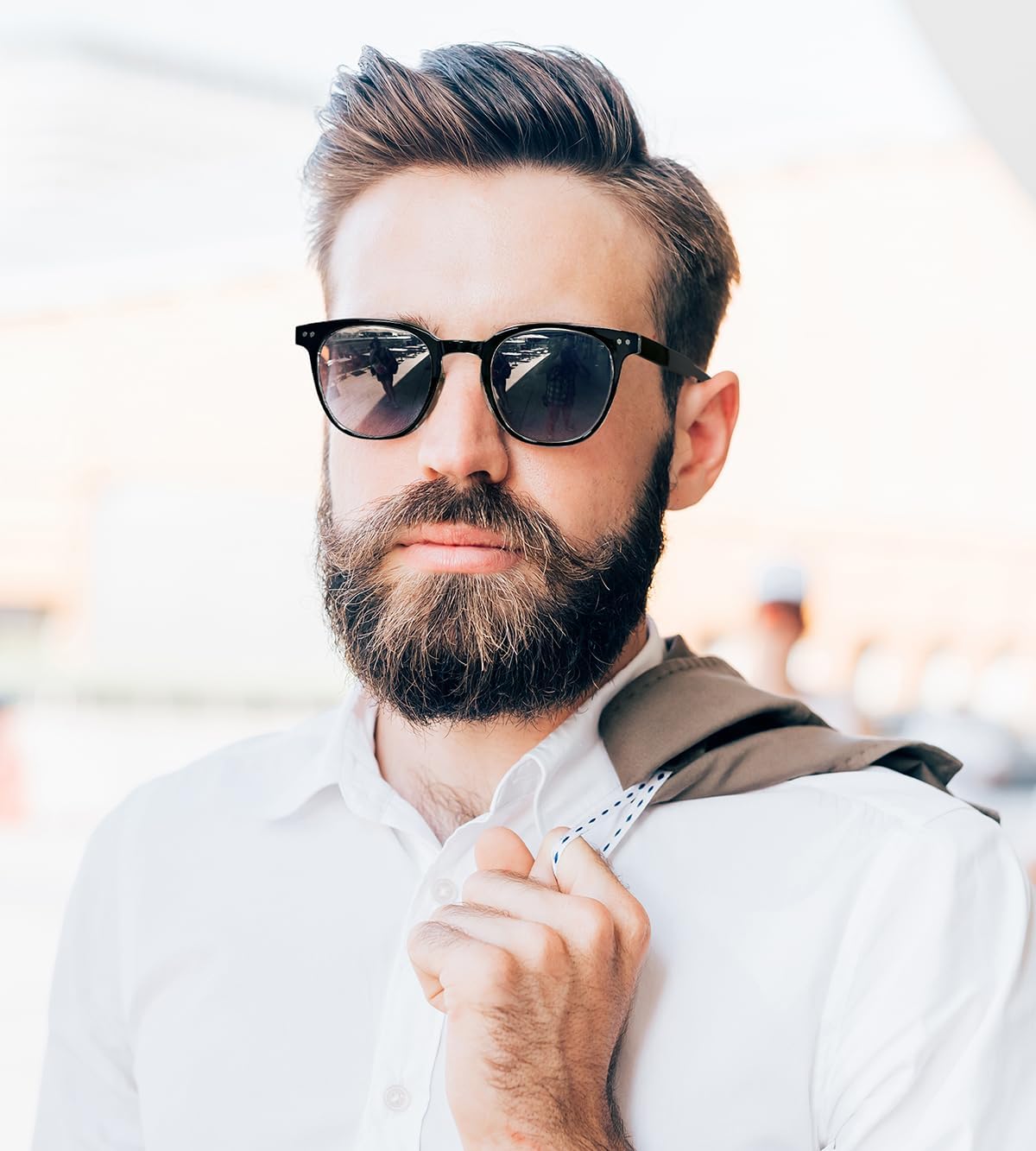 商品图片 3 | B0CSNK73XH | FEISEDY Round Reading Sunglasses for Men and Women Stylish Blue Light Blocking Readers B0113