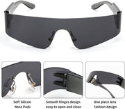 ÉÌƷͼƬ 13 | B0B1V45SXC | FEISEDY Y2K Futuristic Sunglasses Women Men Rimless One Piece Miorred B2927
