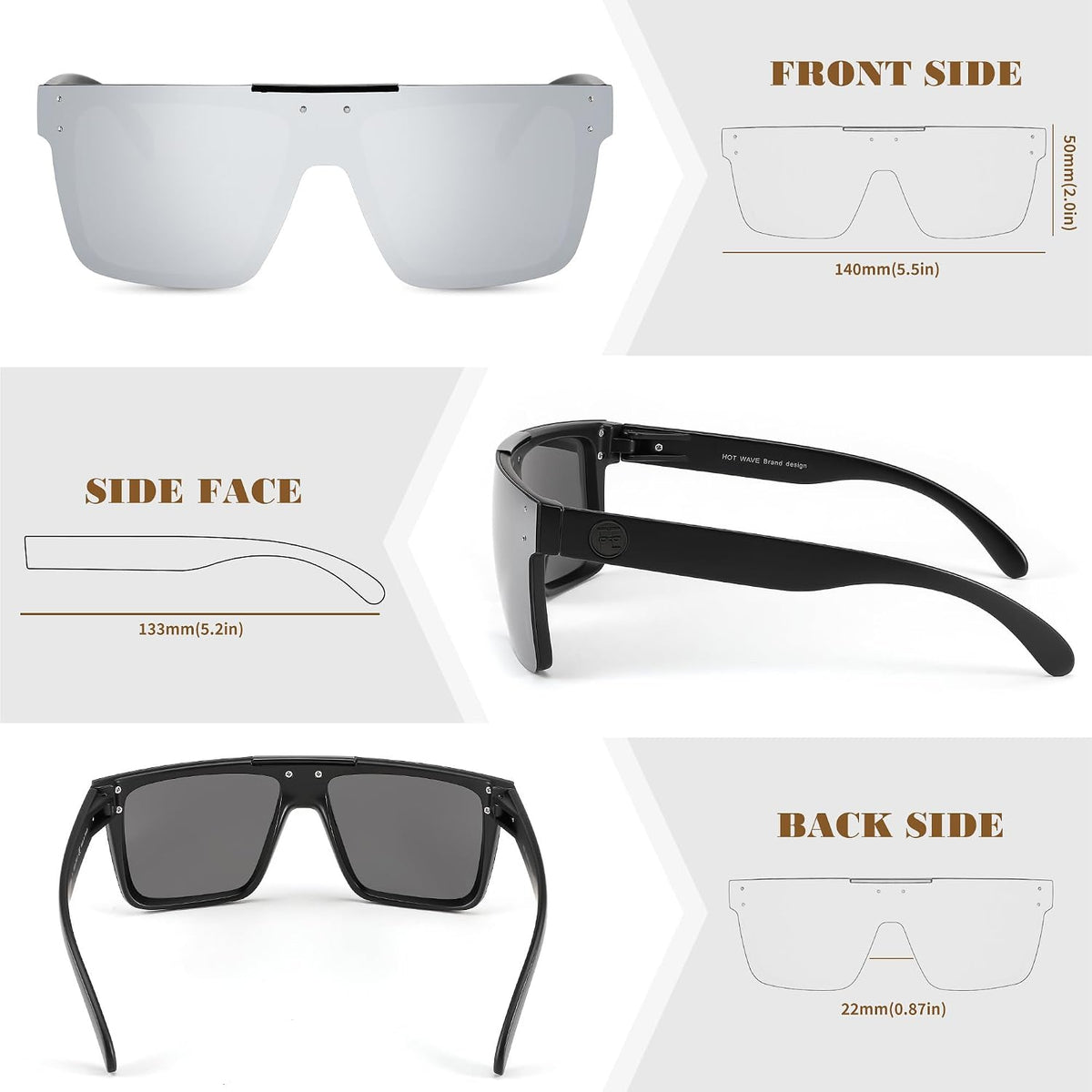 ÉÌƷͼƬ 58 | B0BZ4J86KV | FEISEDY Polarized Sunglasses for Men, Z87 Oversized Square Flat Top B2990