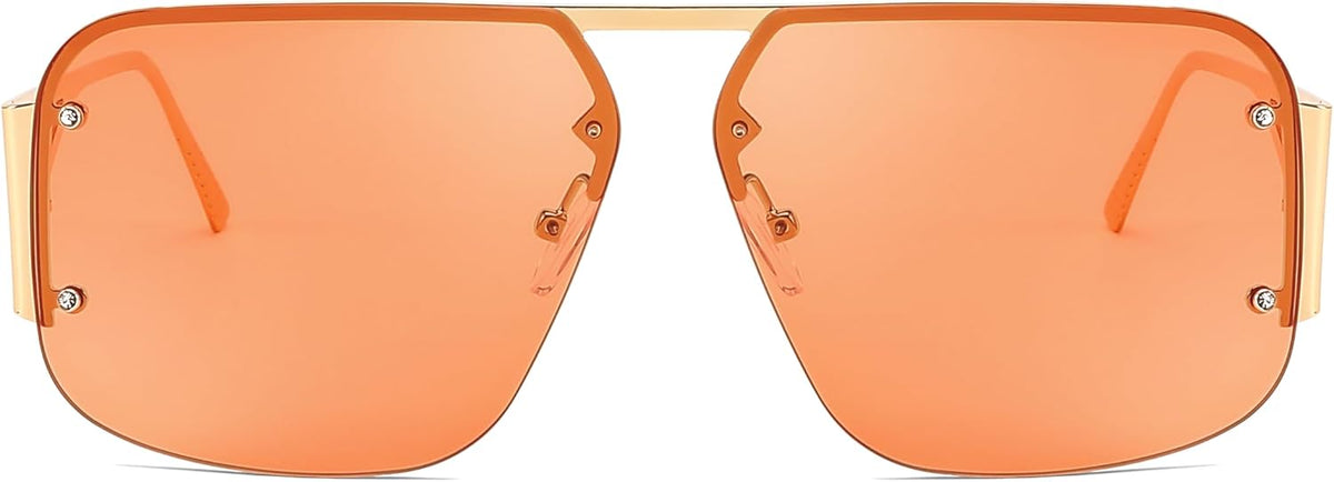 ÉÌƷͼƬ 23 | B0CP2666ZB | FEISEDY Trendy Aviator Sunglasses for Women Men Retro Metal Rimless Frame Square Shades B2985