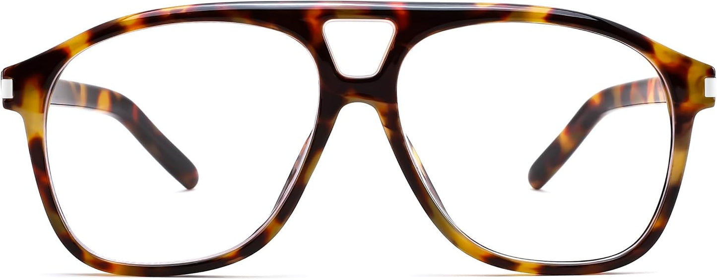 Tortoise / 50 Millimeters | B0GWH2GSW5 | FEISEDY Oversized Aviator Fashion Glasses for Women Men, Tortoise Trendy Eyeglasses, Retro Eyewear Frame for Daily Wear B0426