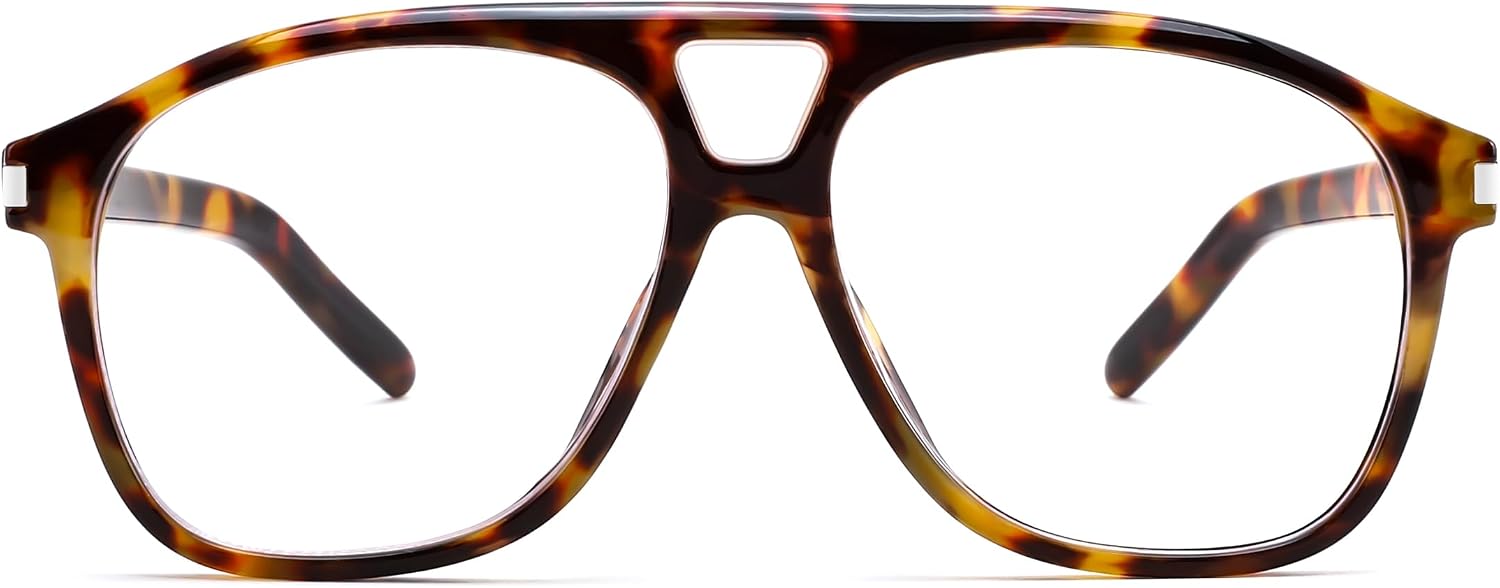 Tortoise / 50 Millimeters | B0GWH2GSW5 | FEISEDY Oversized Aviator Fashion Glasses for Women Men, Tortoise Trendy Eyeglasses, Retro Eyewear Frame for Daily Wear B0426