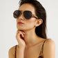 商品图片 8 | B0FKML2SSC | FEISEDY Oversized Aviator Sunglasses Women Men - Retro Gold Metal Chunky Frame, UV400 for Driving & Daily Wear B0311