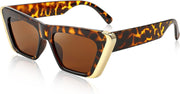 003 Leopard Frame/Tea Lens / 53 Millimeters | B0BFJ26HWQ | FEISEDY Retro Sunglasses for Women Men Vintage Cat Eye Fashion Metal Square 70s Frame Classic UV Protection Sun Glasses B2966