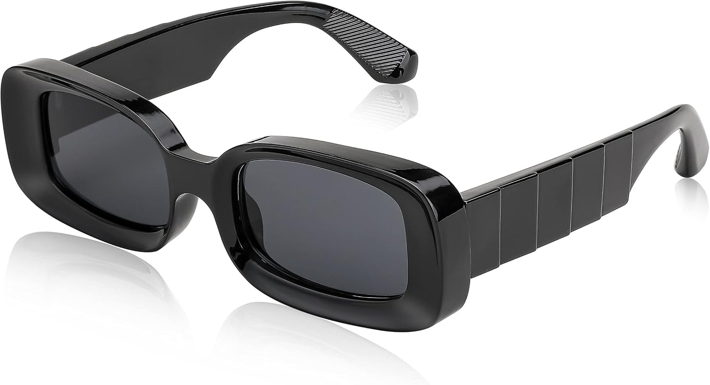 Black / 68 Millimeters | B0B12FW695 | FEISEDY Rectangle Sunglasses for Women Men Retro Y2k 90s Thick Frame Chunky Square Sunglasses UV400 Protection B2307