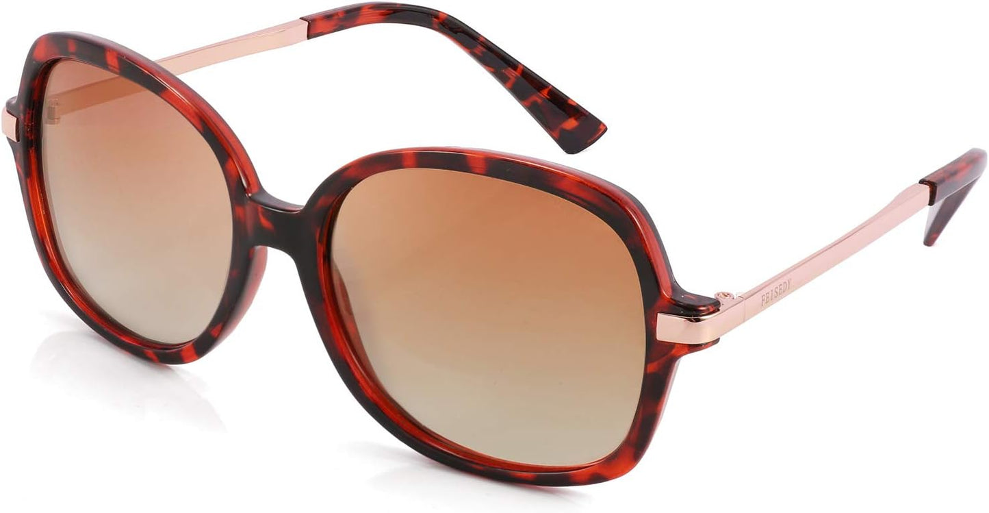 Leopard/Brown Gradient / 57 Millimeters | B08QD62RX5 | FEISEDY Classic Womens Elegant Polarized Sunglasses Ladies Wide Square Sunglasses Shades B2683