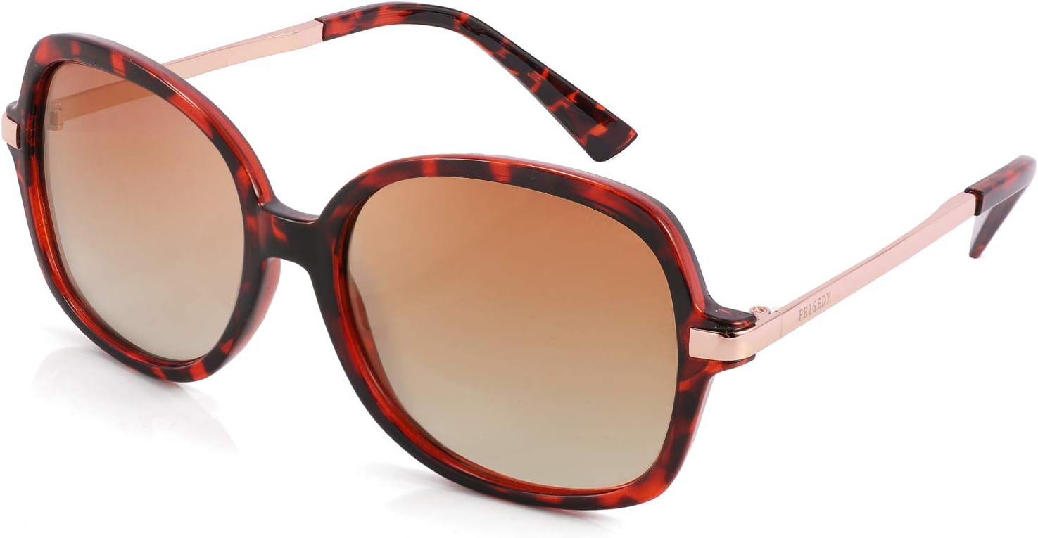 Leopard/Brown Gradient / 57 Millimeters | B08QD62RX5 | FEISEDY Classic Womens Elegant Polarized Sunglasses Ladies Wide Square Sunglasses Shades B2683
