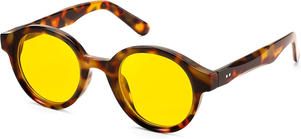 002tortoiseshell/Yellow / 58 Millimeters | B0DGGBYJV8 | FEISEDY Retro Round Sunglasses for Women Men UV400 Protection Classic Lightweight Circle Frame Sun Glasses B0244