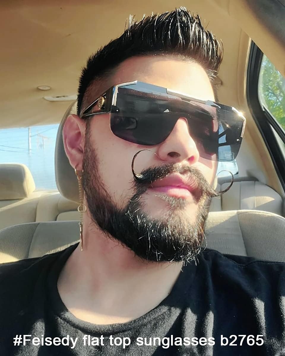 ÉÌƷͼƬ 33 | B09L4V27YS | FEISEDY Square Oversized Sunglasses for Men Women Flat Top B2765