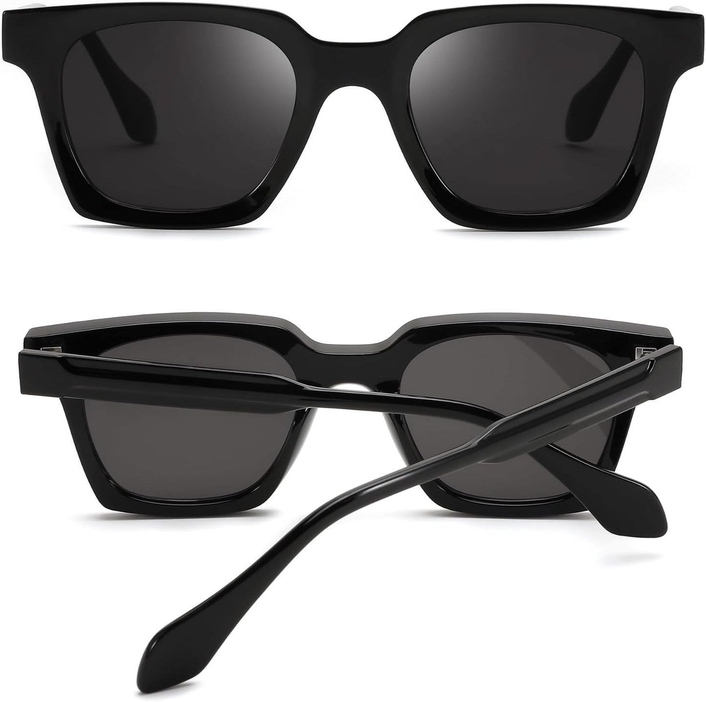 商品图片 3 | B0D7CC769X | FEISEDY Retro Square Sunglasses Women Men Trendy Rectangle Thick Frame Shades Classic Designer Sun Glasses B0198