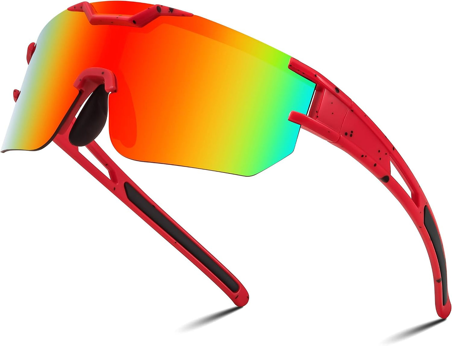 Red Frame Red Mirrored Lens / Large | B0DBVLTVQD | FEISEDY Kids Sunglasses Youth Baseball Sun Glasses, UV400 Sports Cycling Softball Sunglasses for Adult Boys Girls B0227