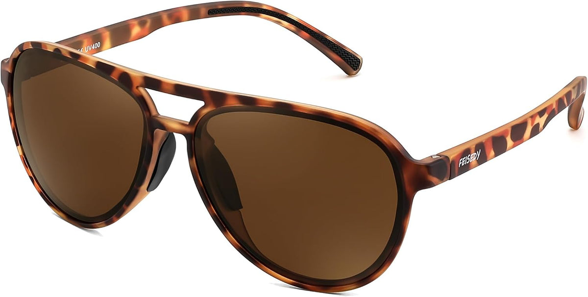 Leopard/Brown / 58 Millimeters | B0GVSZYN6M | FEISEDY Polarized Aviator Sunglasses for Men Women Trendy Sports TR90 B0378