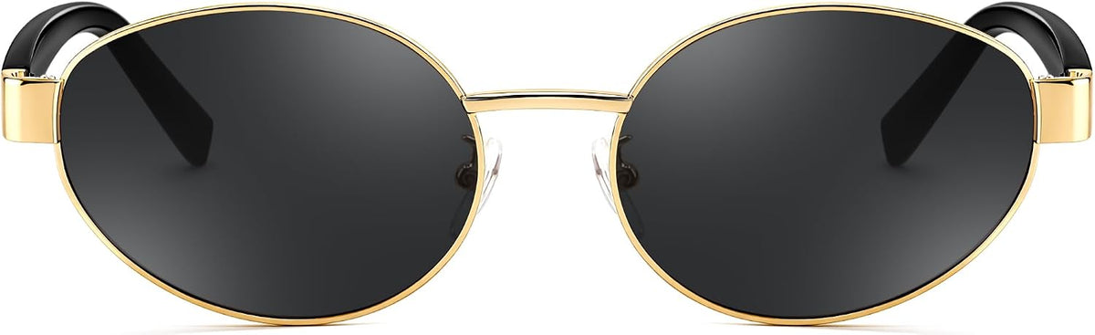 ÉÌƷͼƬ 9 | B0GK19LPFF | FEISEDY Retro Oval Metal Y2K Sunglasses for Women Men Small Frame B0402