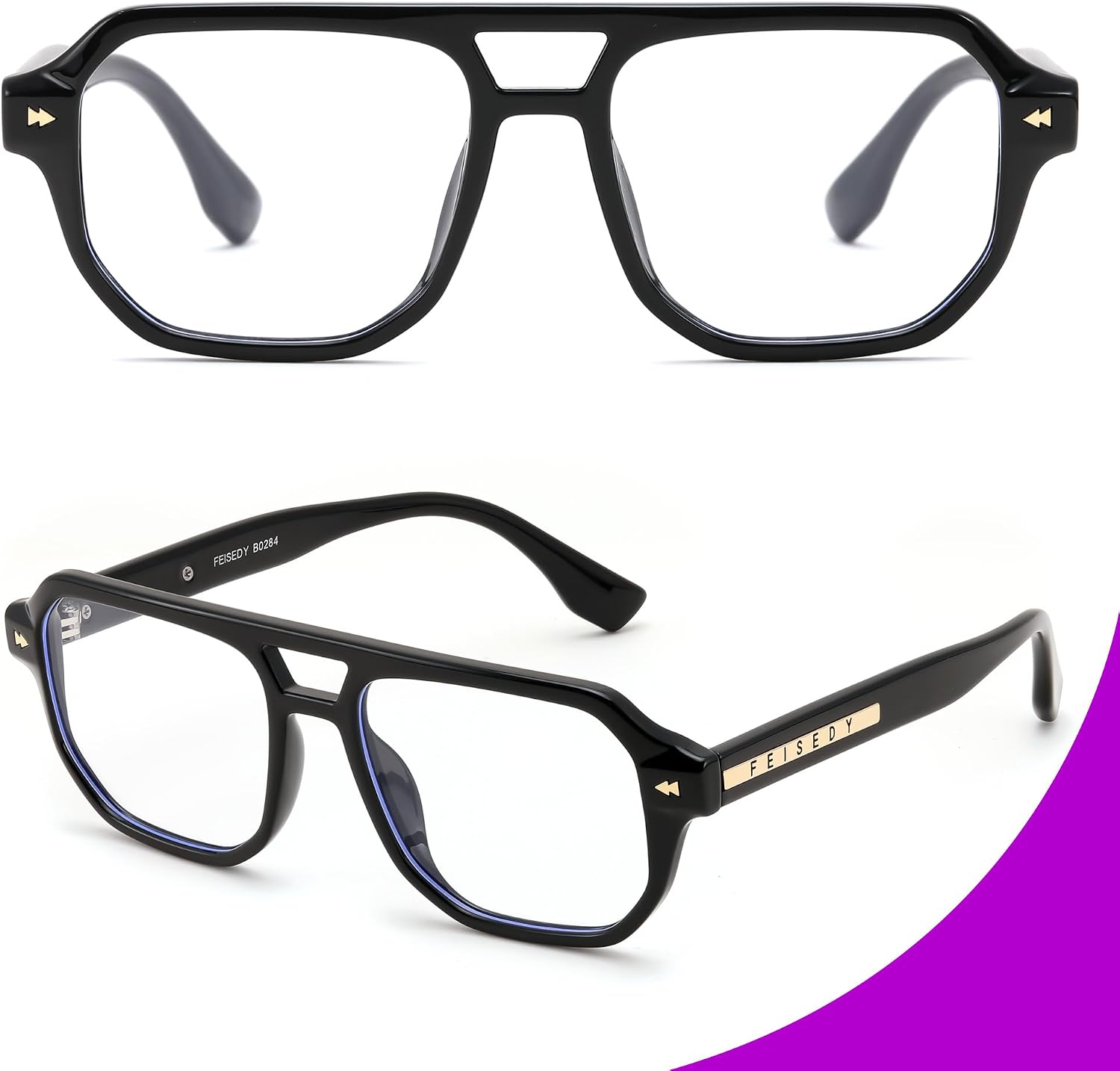商品图片 40 | B0FHKFDMDZ | FEISEDY Aviator Blue Light Glasses for Men Women, Retro 70s Style Design TR90 Anti Glare Digital Eyestrain & Daily Wear B0284