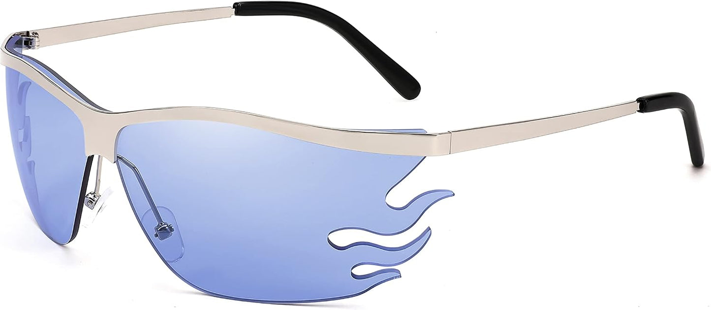 004 Silver Frame/Light Blue Lens / 58 Millimeters | B09XHPLNPL | FEISEDY Retro Square Sunglasses Women Men Trendy Vintage Y2K Glasses Tinted Lens B2882
