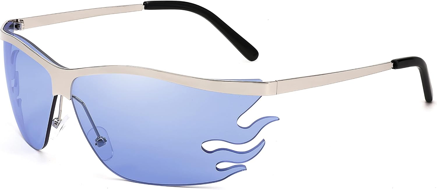 004 Silver Frame/Light Blue Lens / 58 Millimeters | B09XHPLNPL | FEISEDY Retro Square Sunglasses Women Men Trendy Vintage Y2K Glasses Tinted Lens B2882