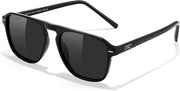 004 Black Frame & Grey / 52 Millimeters | B0F4D3XT9H | FEISEDY Polarized Aviator Mens Sunglasses Square Modern Women Vintage Style Acetate Frame UV400 B0191