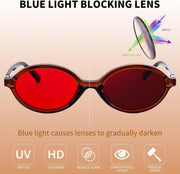 ÉÌƷͼƬ 4 | B0GRTTF33N | FEISEDY Oval Blue Light Glasses for Women Men, Red Lens Anti-Blue Light, Fashion Computer Gaming Eyeglasses B0415