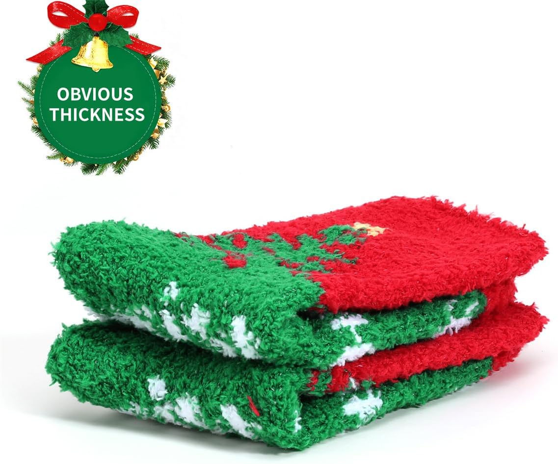 商品图片 11 | B0FQJHHPTV | Christmas Socks for Women - Holiday Socks Cozy Fleece Winter Socks Super Thick Warm Mid-Crew (Size 5.5-10) Fun Festive Style