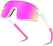 White Frame Pink Mirrored Lens / Small | B0D73GQ48M | FEISEDY Kids Sunglasses Polarized Youth Baseball Sunglasses Sports Cycling Glasses for Boys Girls Age 4-8 B0183