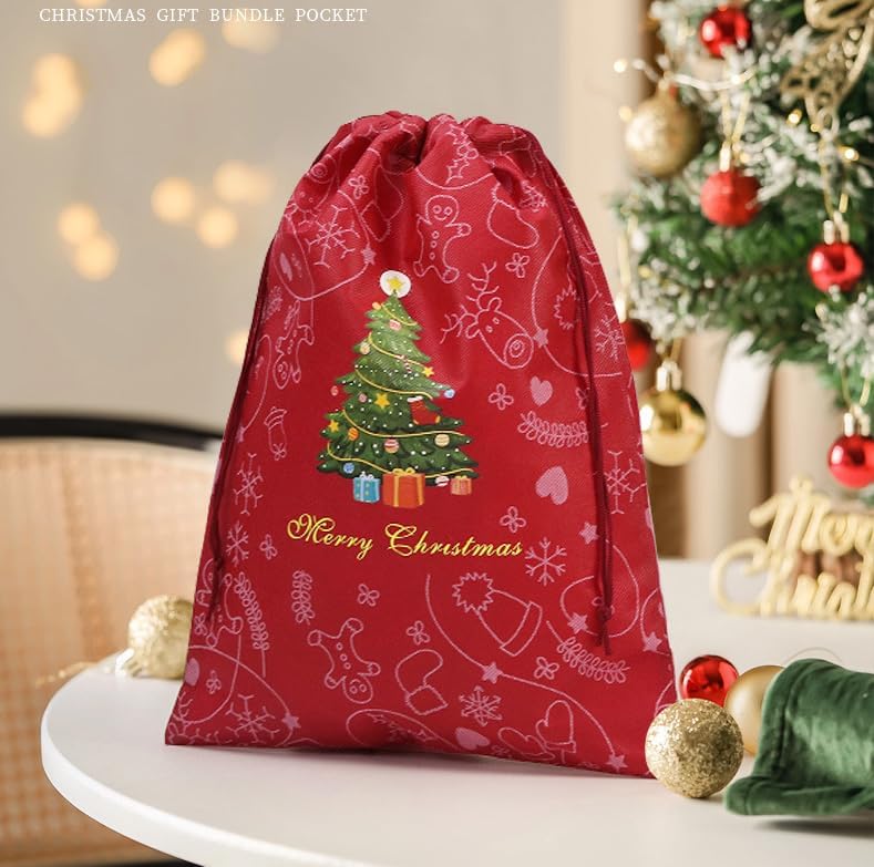 商品图片 9 | B0FNM9L51G | Christmas Drawstring Gift Bags Festive Tree Pattern Christmas, Dust Bag for Parties, Decorations Daily Storage