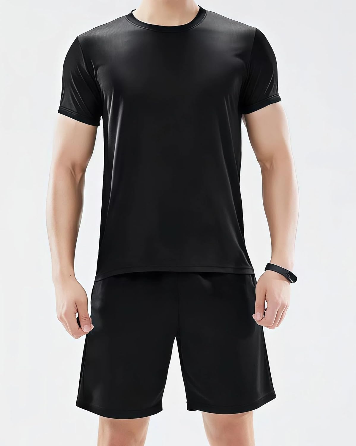 商品图片 2 | B0GPQ9SFT1 | 2-Pack Men's Mesh Short Sleeve T-Shirts, Breathable Quick-Dry Athletic Workout Tops for Summer, Stretchy Casual Fitness Tees