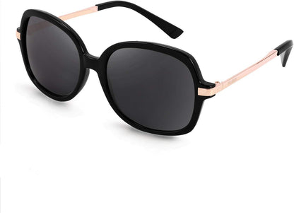 Black/Grey / 57 Millimeters | B08QCMHKHT | FEISEDY Classic Womens Elegant Polarized Sunglasses Ladies Wide Square Sunglasses Shades B2683