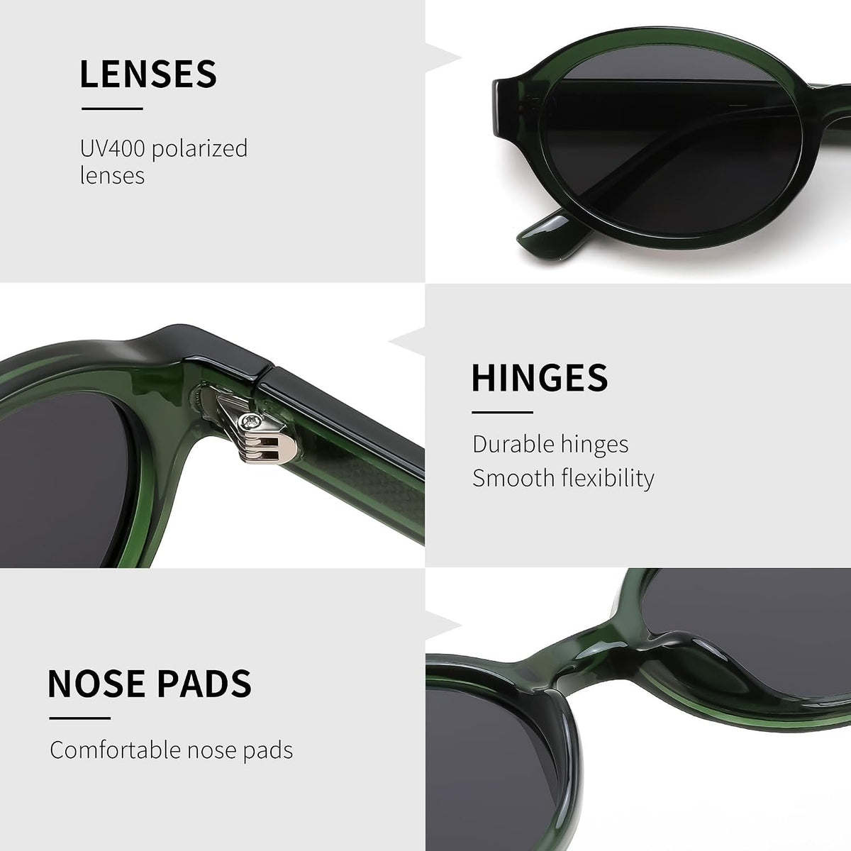 ÉÌƷͼƬ 31 | B0H1WBQD3Y | FEISEDY Retro Oval Y2K Polarized Sunglasses for Women Men B0442