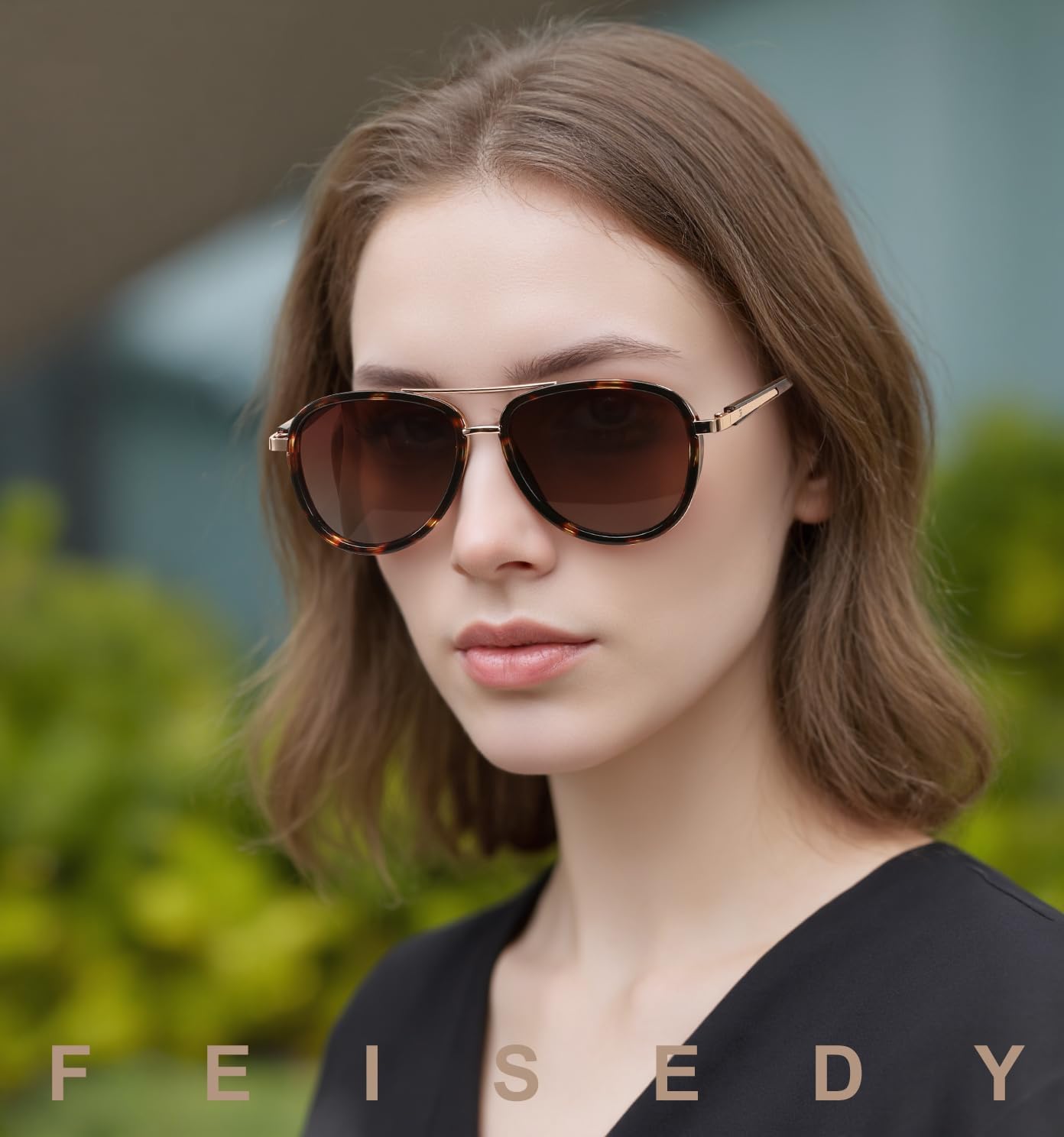 商品图片 40 | B0FPQ6L6K1 | FEISEDY Retro Polarized Aviator Sunglasses for Women Men B0259