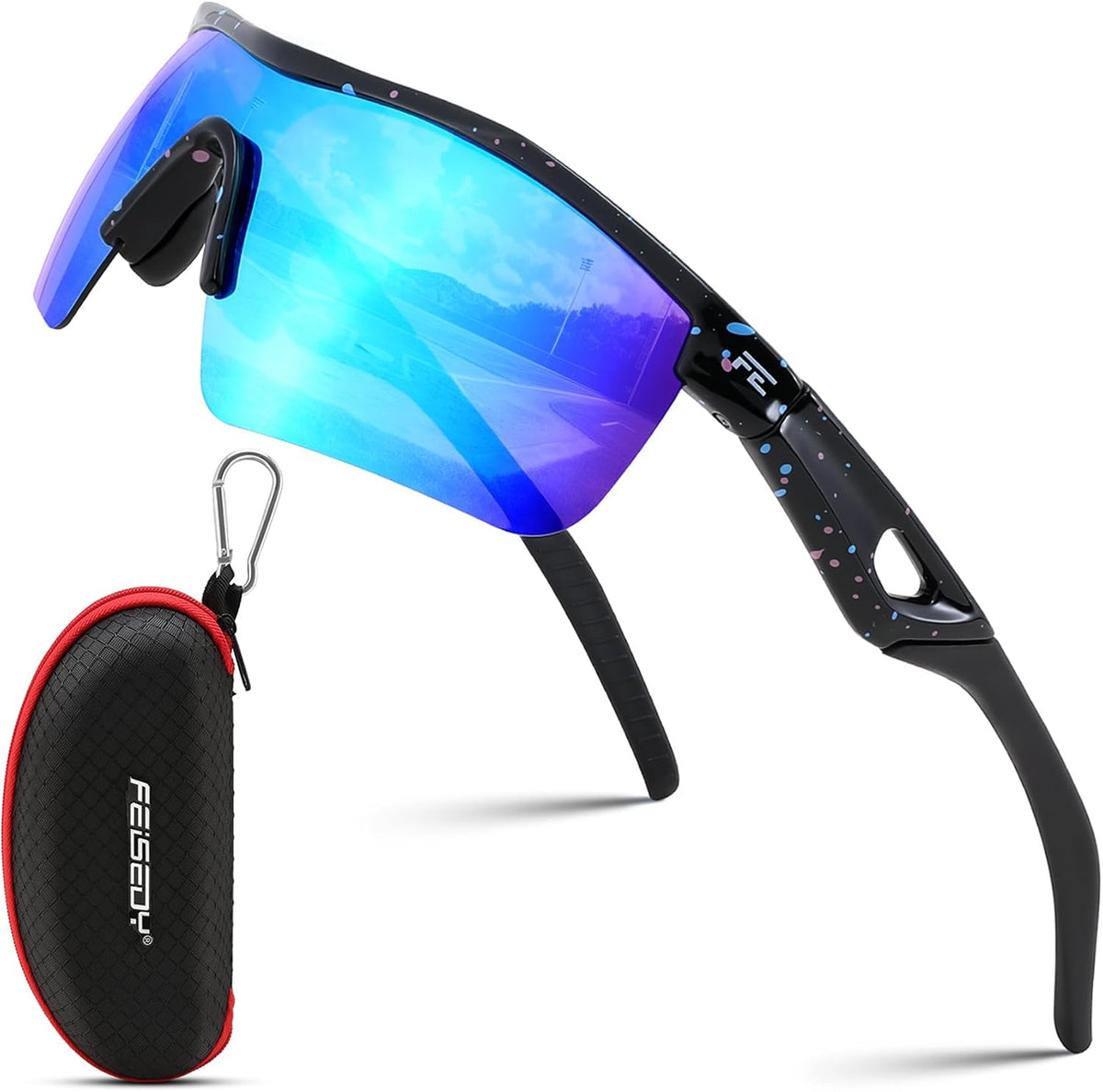 Spot Black-blue / 125 Millimeters | B0FBRLZ3KG | FEISEDY Kids Polarized Sports Sunglasses, TR90 UV400 Baseball Cycling