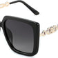 Black Frame Polarized Gradient Grey Lens / 55 Millimeters | B0CNGJXZ67 | FEISEDY Sunglasses Womens Trendy, Oversized Square Shades, Pearl Inlay Cat Eye Frame UV400 Protection B2625