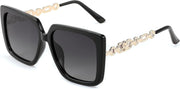 Black Frame Polarized Gradient Grey Lens / 55 Millimeters | B0CNGJXZ67 | FEISEDY Sunglasses Womens Trendy, Oversized Square Shades, Pearl Inlay Cat Eye Frame UV400 Protection B2625