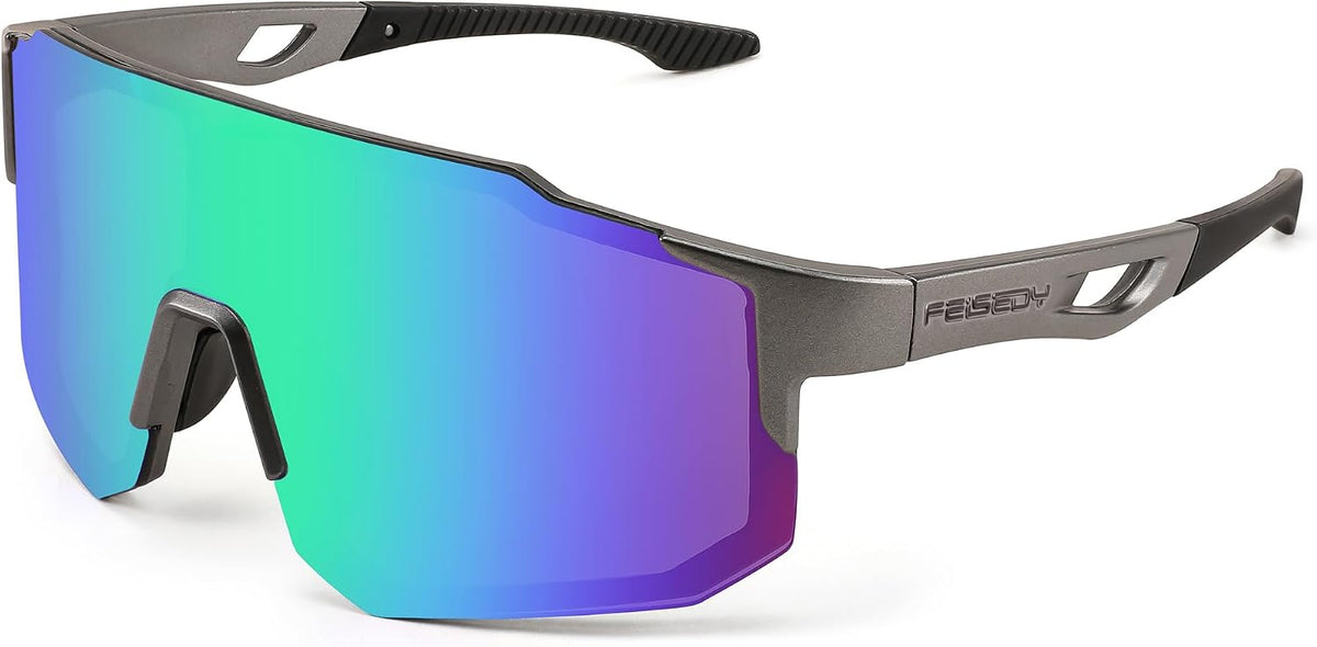 006-gun Grey / 75mm | B0BXDKWKWW | FEISEDY Sports Sunglasses for Men, Women and Teens - Baseball, Biking, Cycling UV400 Protection B2388