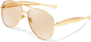 Gold/Champagne / 60 Millimeters | B0FKMKLSKB | FEISEDY Oversized Aviator Sunglasses Women Men - Retro Gold Metal Chunky Frame, UV400 for Driving & Daily Wear B0311