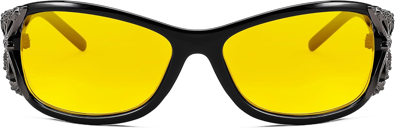 商品图片 74 | B081YY5RM3 | FEISEDY Classic Womens Night Glasses Driving Anti Glare Wrap Around Yellow Sunglasses B2548