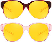 ÉÌƷͼƬ 38 | B0FX4NQCGM | FEISEDY 2Pack Night Driving Glasses Over Glasses with Yellow Lenses Fit Over Polarized Nighttime Sunglasses B0331