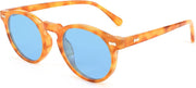 005 - Yellow Leopard - Blue | B0BGH5RTYY | FEISEDY Vintage Round Polarized Sunglasses for Women Men Small Face Stylish Sun Glasses UV400 Protection B2355