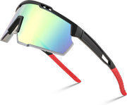 Black Frame Gold Mirrored Lens / 60 Millimeters | B0CBRSQ1WT | FEISEDY Sports Sunglasses for Men and Women, UV400 Protection Cycling Goggles Golf Baseball Driving Fishing B0022