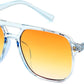 011 Light Blue Frame/Gradient Brown Lens / 57 Millimeters | B0CBRY6DYD | FEISEDY Retro Square Aviator Sunglasses Women Men 70s Vintage Trendy Plastic Frame Sun Glasses B2835