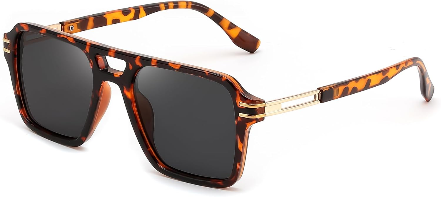 Tortoise / 54 Millimeters | B0GVNFVF43 | FEISEDY Retro Aviator Sunglasses Women Men 70s Trendy Square Shades B0422