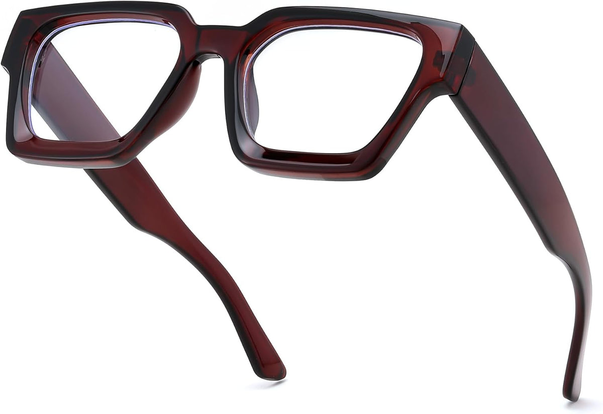 Tea / 53 Millimeters | B0DXDX8H99 | FEISEDY Retro Blue Light Blocking Glasses for Women Men 90s Classic Rectangle Frame Thick Chic Computer Eyeglasses B2383R