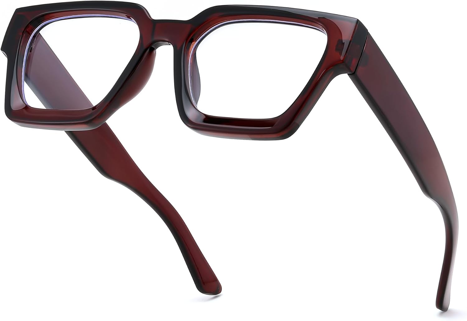Tea / 53 Millimeters | B0DXDX8H99 | FEISEDY Retro Blue Light Blocking Glasses for Women Men 90s Classic Rectangle Frame Thick Chic Computer Eyeglasses B2383R