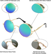 ÉÌƷͼƬ 28 | B0CHLX78KB | FEISEDY Retro Steampunk Sunglasses for Men Women, Round Metal Frame Gothic Vintage Style B2820