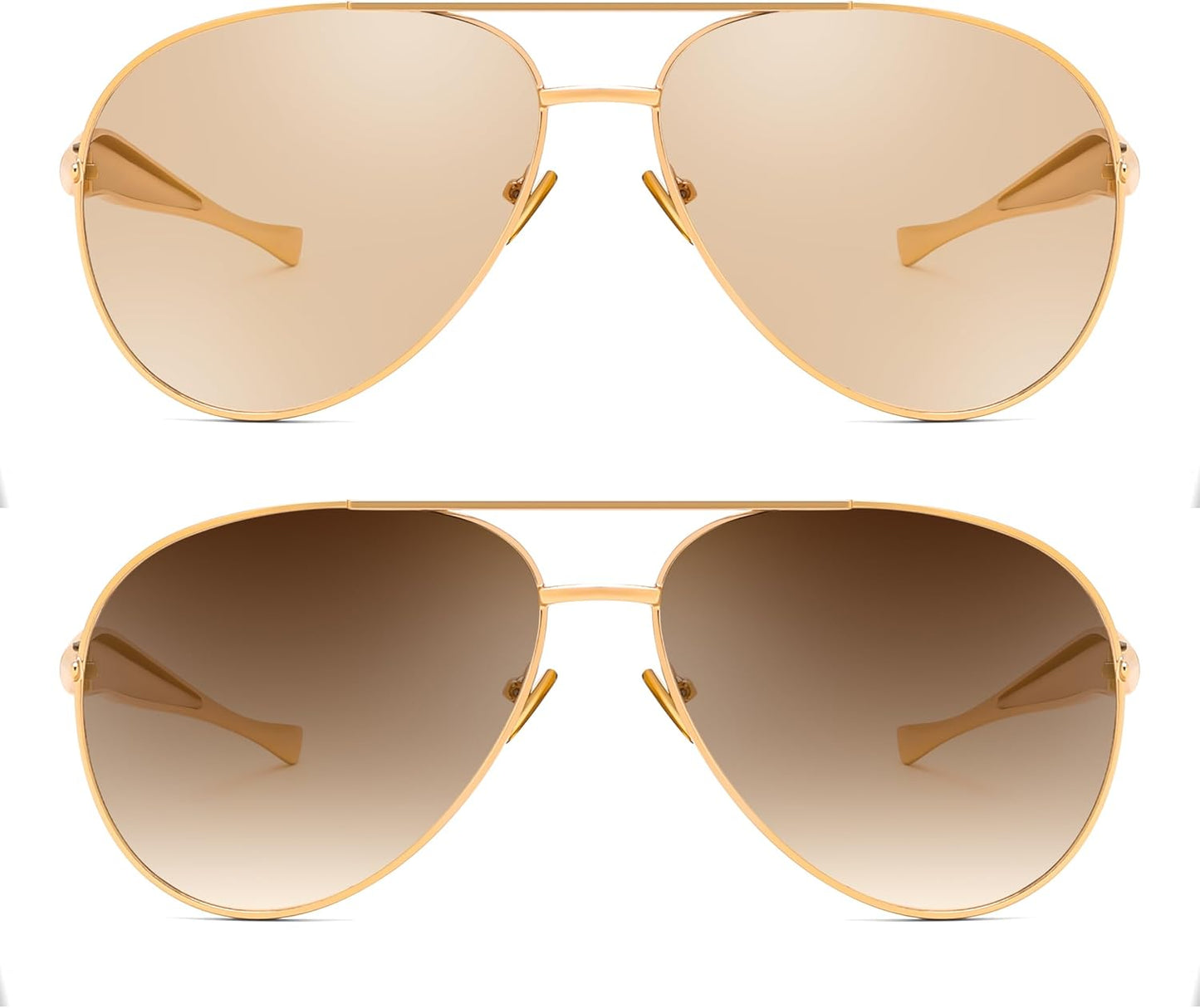 商品图片 4 | B0FKML2SSC | FEISEDY Oversized Aviator Sunglasses Women Men - Retro Gold Metal Chunky Frame, UV400 for Driving & Daily Wear B0311
