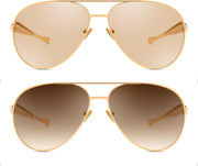 ÉÌƷͼƬ 4 | B0FKML2SSC | FEISEDY Oversized Aviator Sunglasses Women Men - Retro Gold Metal Chunky Frame, UV400 for Driving & Daily Wear B0311