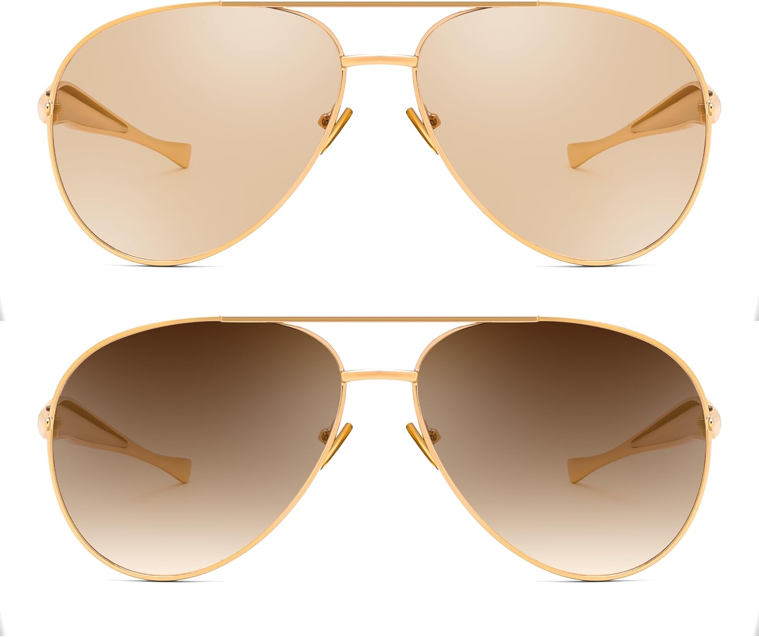商品图片 4 | B0FKML2SSC | FEISEDY Oversized Aviator Sunglasses Women Men - Retro Gold Metal Chunky Frame, UV400 for Driving & Daily Wear B0311