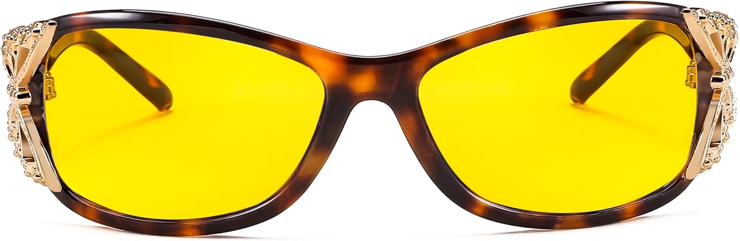 商品图片 68 | B081YY5RM3 | FEISEDY Classic Womens Night Glasses Driving Anti Glare Wrap Around Yellow Sunglasses B2548